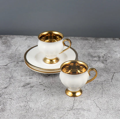 2pcs/set Turkish Coffee Cups Set Of 2 Ceramics Cup Of Coffee Creative Gifts Relief Teacup And Saucer Set Retro 90ml Gobelet