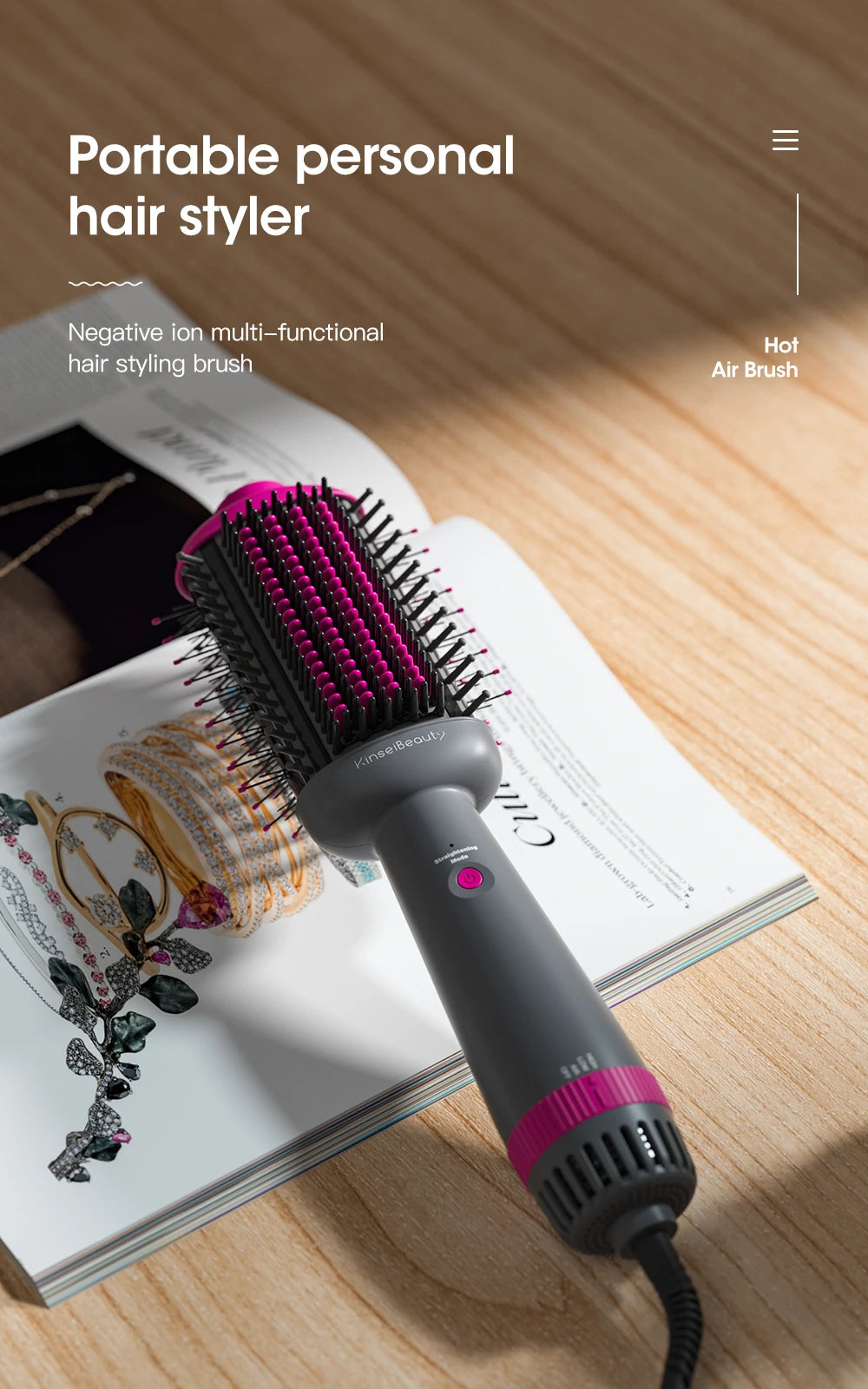 Kinseibeauty Professional hair stylist salon hair dryer curling iron hair equipment straightening electric comb three speed mode.