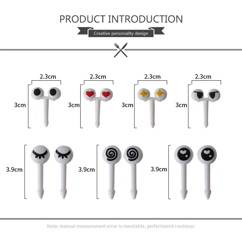10/30/50Pcs Mini Skewers Cute Cartoon Eyes Kawai Lunch Bento Box Food Fruit Picks Fork Sticks Buffet Sandwich Toppers Decor fork.