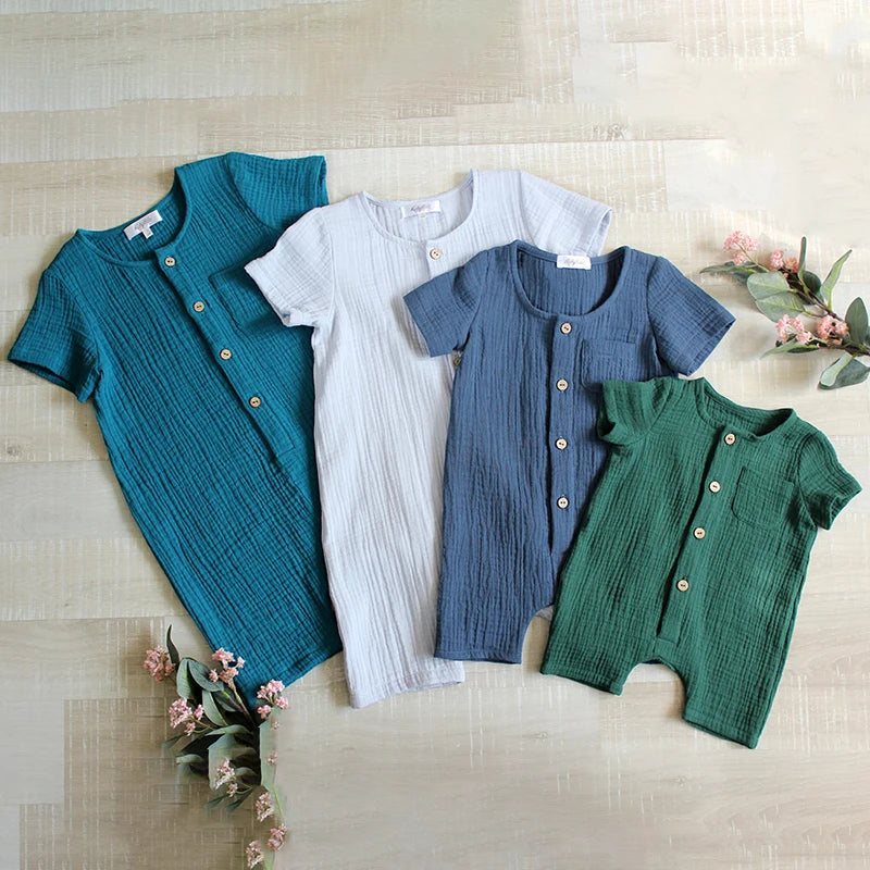 Neugeborenes Baby, Unisex, kurze Ärmel, Strampler aus Bio-Baumwolle, Rundhalsausschnitt, Marineblau, Strampler, Unisex, einteilige Sommer-Strampler-Kleidung.