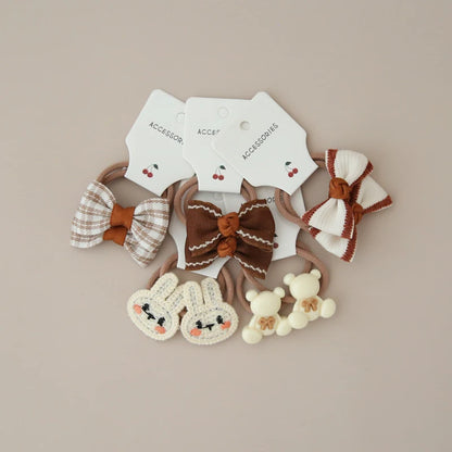 10Pcs/Lot, Elastic Hair Bow Clips for Children, Children's Headwear Hair Accessories for girls, Cute Hair ties, Lovely Hair Rope