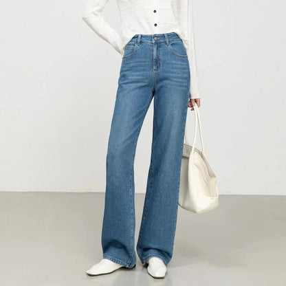 High Waist Straight Leg Jeans Women's Fashionable Denim Wide Leg Pants Slimming Narrow Version Floor-Length Autumn New Arrival