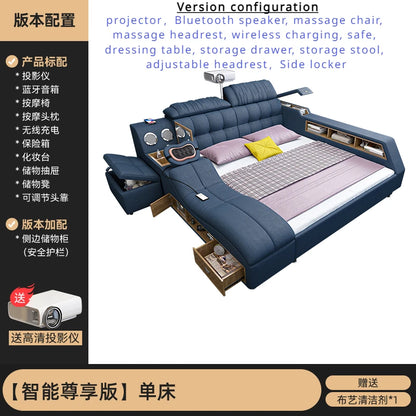 Nordic Smart Modulares Doppelbett Master Storage Luxus Designer Doppelbett Multifunktionale Leder Camas Ehe Möbel