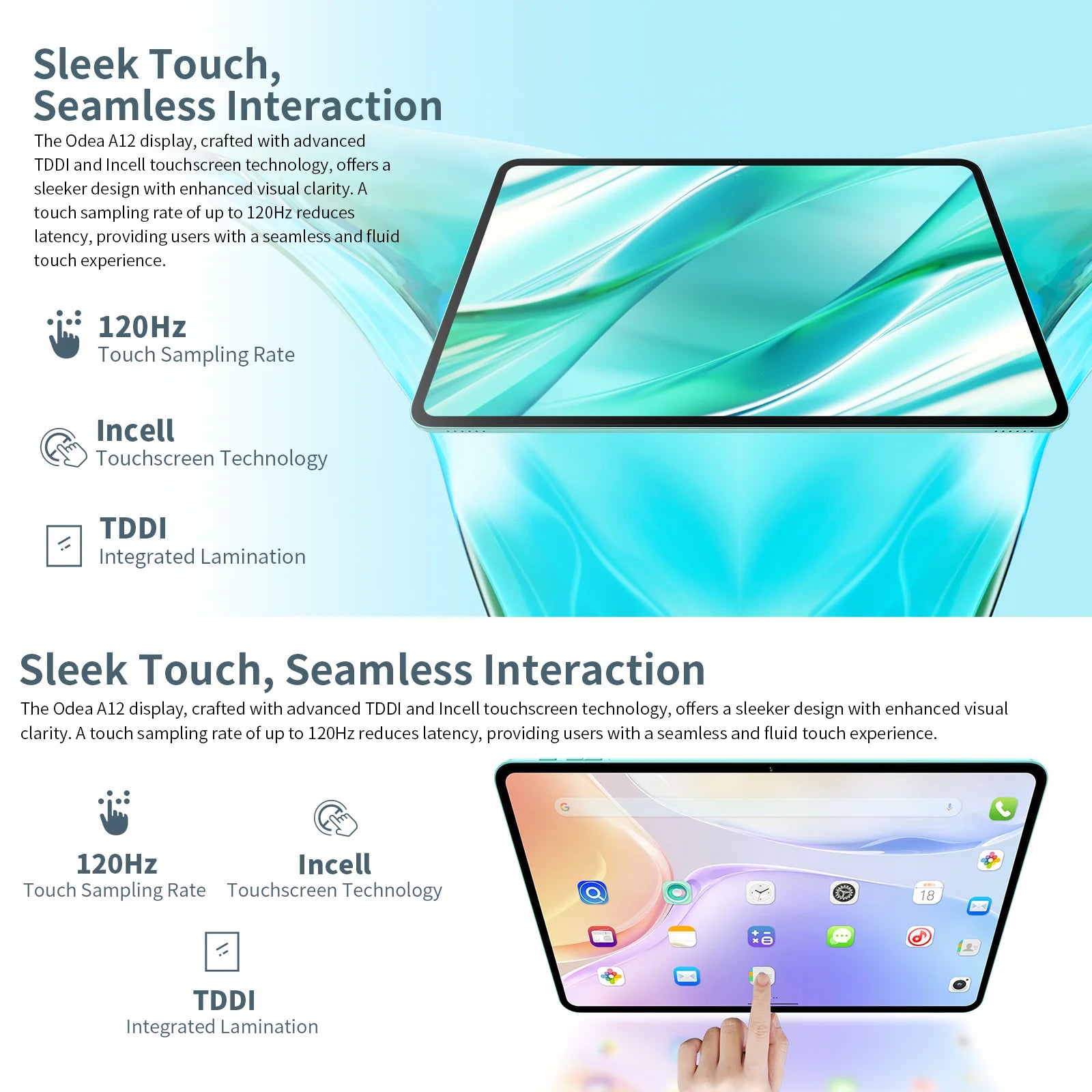 Odea A12 Android 14 Tablet, T606 8-core, 4GB+8GB RAM 128GB ROM, 12 inch 2000x1200 Display, 8000mAh, Widevine L1, 13MP Camera.