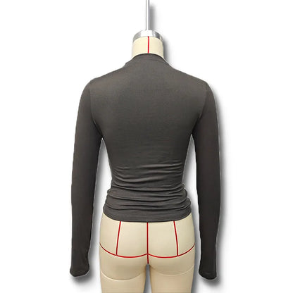 2025 Autumn Solid Color Folds Turtleneck Slim T Shirt Women Long Sleeves Bottoming Shirt Ladies Tee Shirt Tops Camisetas Mujer