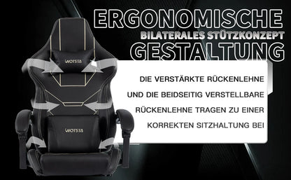 WOTSTA Gaming Chair Ergonomischer Gaming Chair Bürostuhl mit Fußstütze Racing Computerstuhl Höhenverstellbar Gepolstert Computerst
