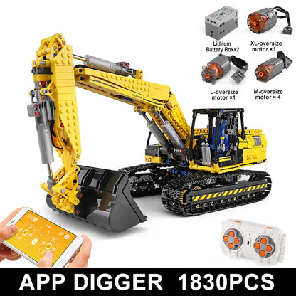 MOULD KING 13112 Technical Car Toys The MOC-2513 APP&RC Motorized Excavator Model Building Blocks Bricks Kids Christmas Gift.