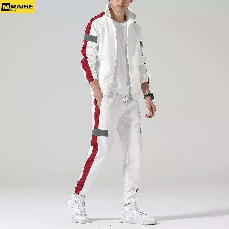 2Pcs Men Tracksuit Hoodie Tops Joggers Pants Tracksuit Set Male Running Jogging Sportswear Hooded Pants Mens Sweat Suit 2024.