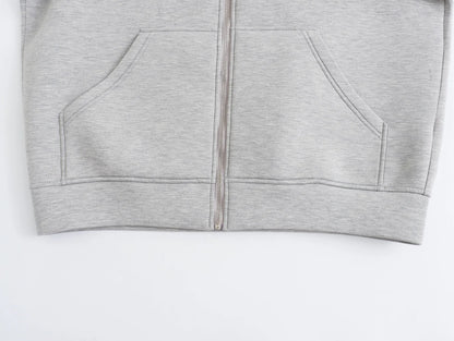 2024 frühling und Herbst Neue Casual Straße Lose Oversize Mit Kapuze Zipper Hoodie Raum Baumwolle Jacke Mantel Faul frauen Strickjacke.