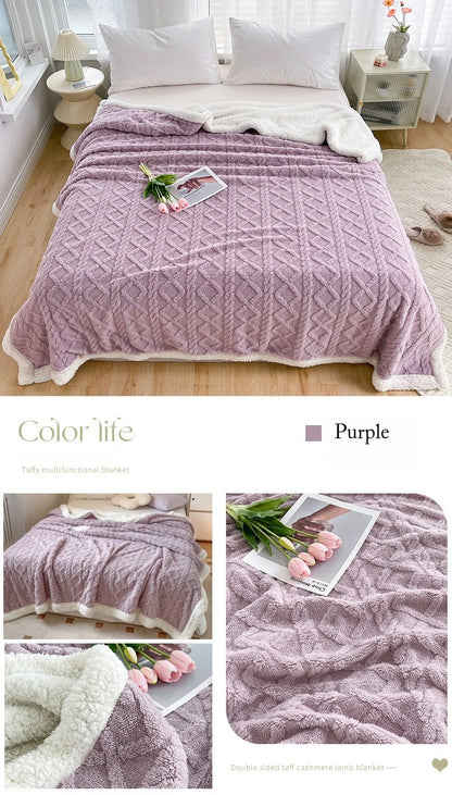 Double Layer Fleece Blanket Autumn Winter Thick Warm Office Nap Throw Blankets for Sofa Bed Single Double Soft Plush Comforter