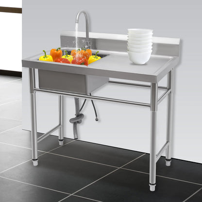 [Edelstahlspüle] 201 Edelstahlspüle – 100 x 60 x 93 cm – für gewerbliche Räumlichkeiten – tiefes Becken