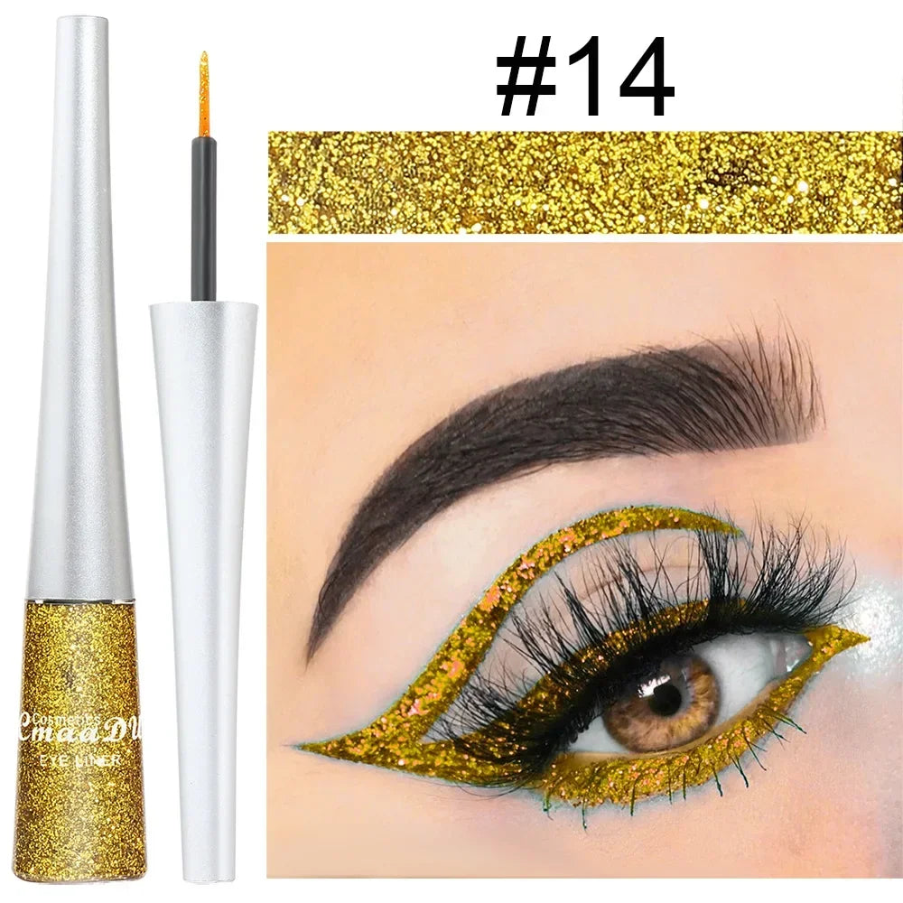 Glitter Liquid Eyeliner Pen Pearlescent Sequins Diamond Bright Shining Eyeliner Waterproof Lasting Eyeshadow Women Cosmetics 1pc