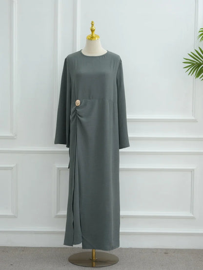 Muslim Women Arabic Dubai Abaya Solid Drawstring Long Dress Modest Ramadan Kaftan Robe Femme musulmane Islam Clothing Kebaya.