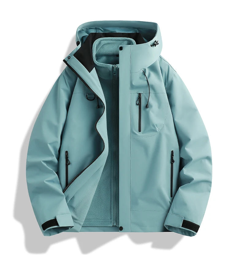 Winter Jacket Outdoor 3-in-1 Waterproof Sport Coat Running Unisex Hooded Hiking Jacket Warm Breathable Outdoor Couple Loose Coat.