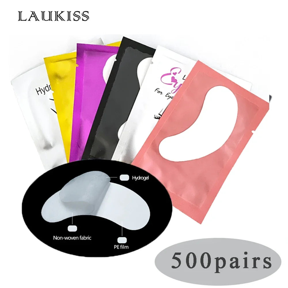 50/500/1000pcs Hydrogel Patches for Eyelashes Building Eyelash Extension Under Eye Pads Lash Stickers Tools Wholesale LAUKISS