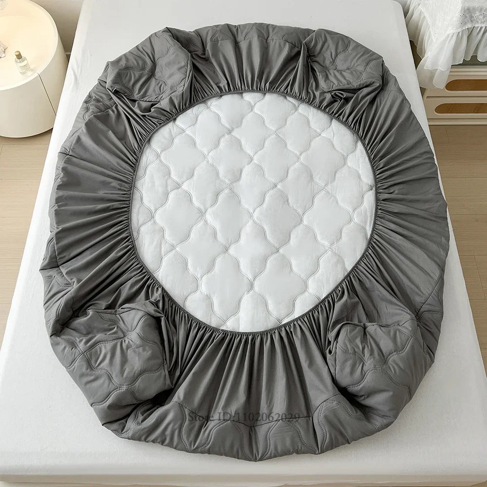 Waterproof Fitted Bed Sheets, Mattress Pads Soft Microfiber Breathable Bedspreads Cover Protector for Single/Double/King/Queen.