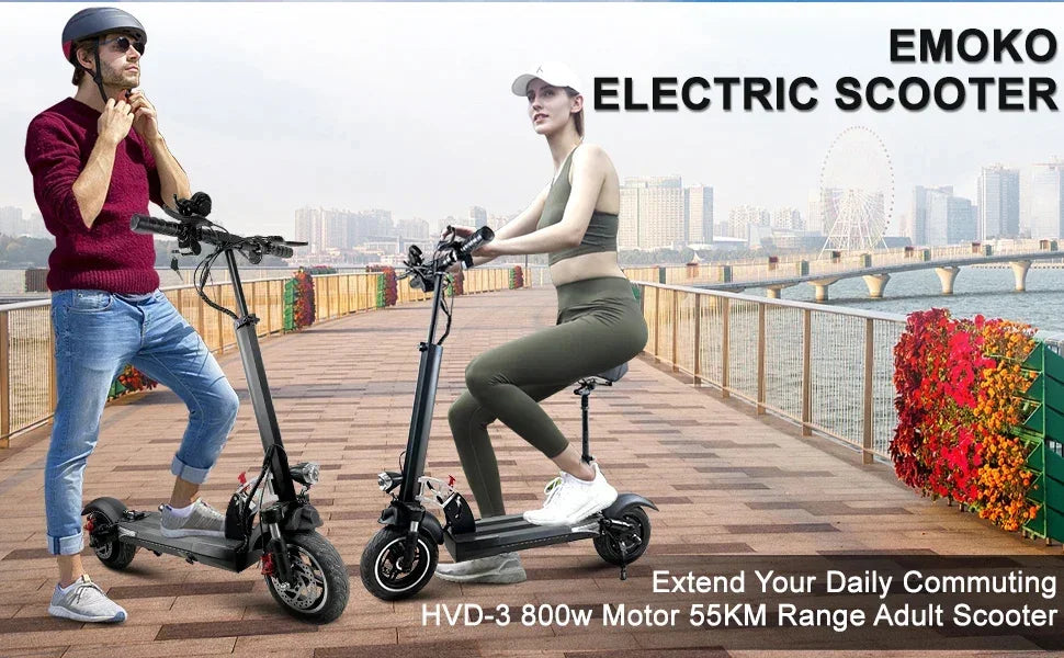 EMOKO HVD3 Electric Scooter Adult 10"City-road Tires E-Scooter 800W 48V15AH Battery City EScooter.