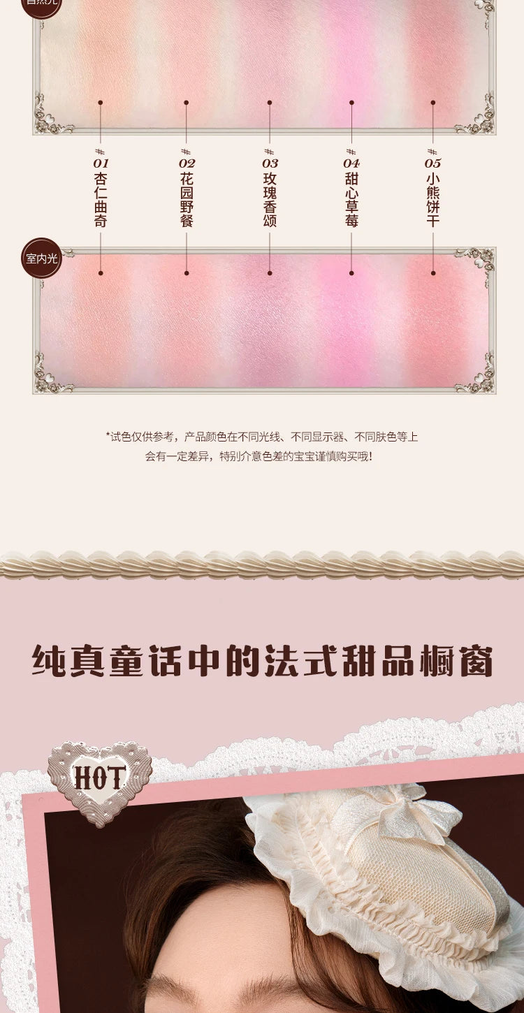 Flower Knows The Sweetie Bear Collection Satin embossed blush Lasting Matte Puffing Natural Brightening Facial Cosmetics 5g.