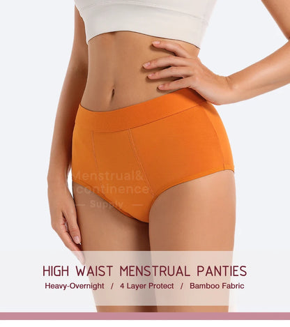 High Waist Menstrual Panties for Women 4-Layer Leakproof Protection Fast Absorbent Period Panties Heavy Flow Briefs.