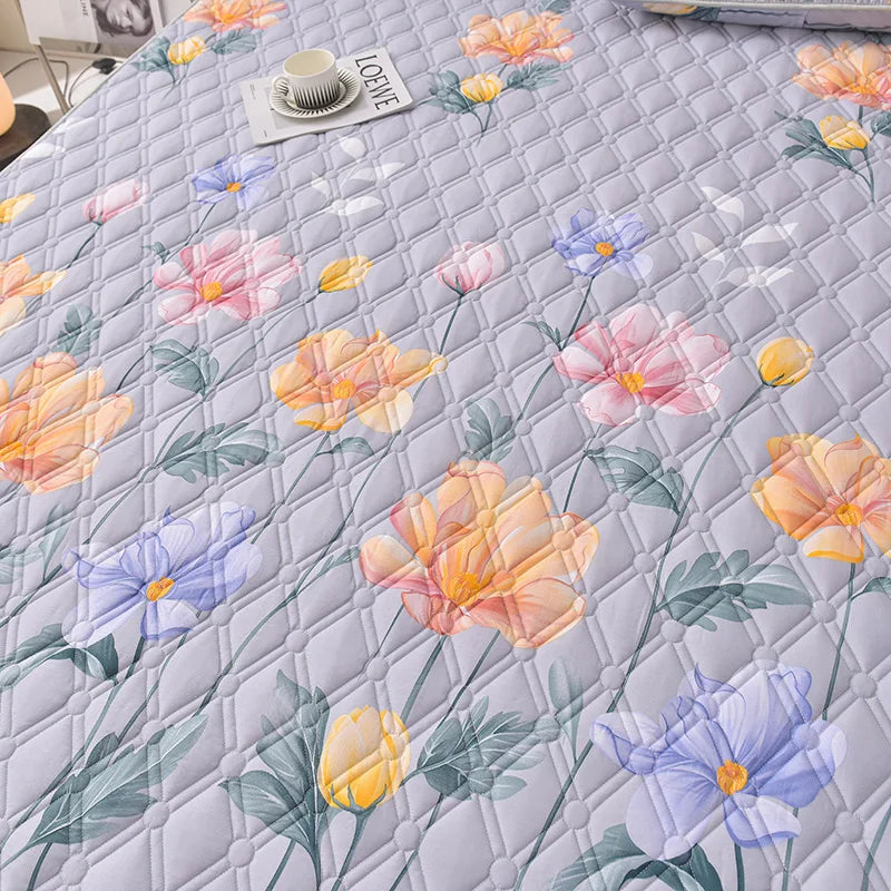 Thicken Mattress Cover for Home funda de colchón 100% Cotton Fitted Bedsheet King Size Floral Bed Covers 150x200(no pillowcase).