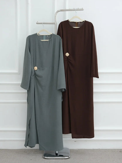 Muslim Women Arabic Dubai Abaya Solid Drawstring Long Dress Modest Ramadan Kaftan Robe Femme musulmane Islam Clothing Kebaya.