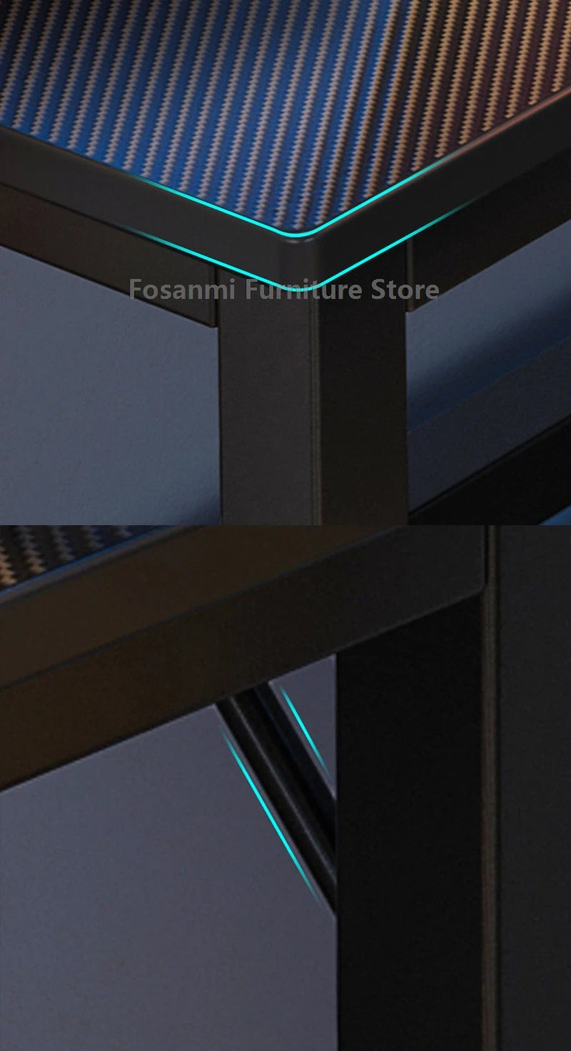 L-förmiger Eck-Gamer-Schreibtisch für das Heimbüro, breiter großer Computertisch mit Kabelloch, moderner schwarzer Gaming-Studien-Arbeitstisch