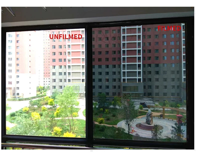 2/3/5M Einweg-Spiegel-Fensterfolie, Vinyl, selbstklebend, reflektierend, Solarfolie, Sichtschutz, Fenstertönung für Zuhause, silberner Glasaufkleber