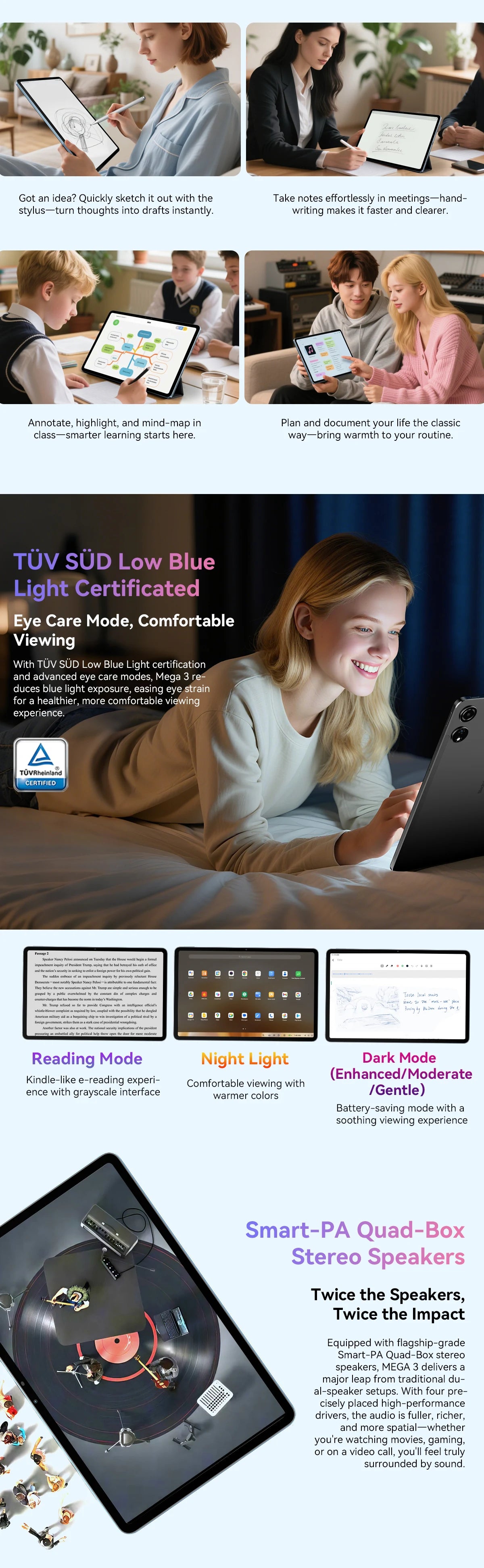 Blackview Mega 3 [No EU Charger] Tablet 8800mAh 36(12+24)GB+256GB 12.1" FHD 50MP+13MP Android 15 90Hz Dual SIM 4G 1080P IPS