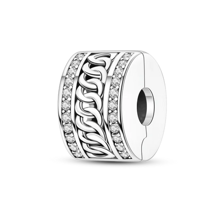 Silver Clasp 925 Sterling Silver CZ pave Clip Charms Daisy Beads Stopper Safety Chain fit Original Bangle Bracelet Jewelry Clip