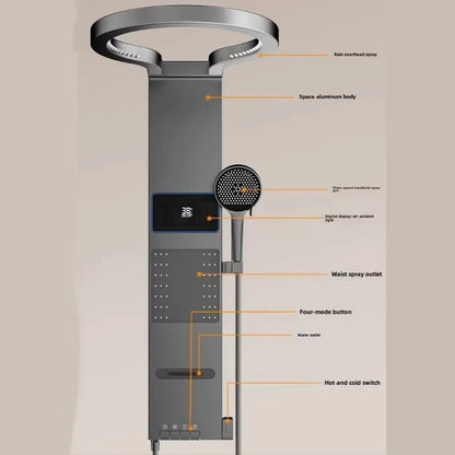 Multi Functional LED Shower Screen Wall Mounted Waterfall Shower Head Set Bathroom Digital Atmosphere Light Shower Set Screen