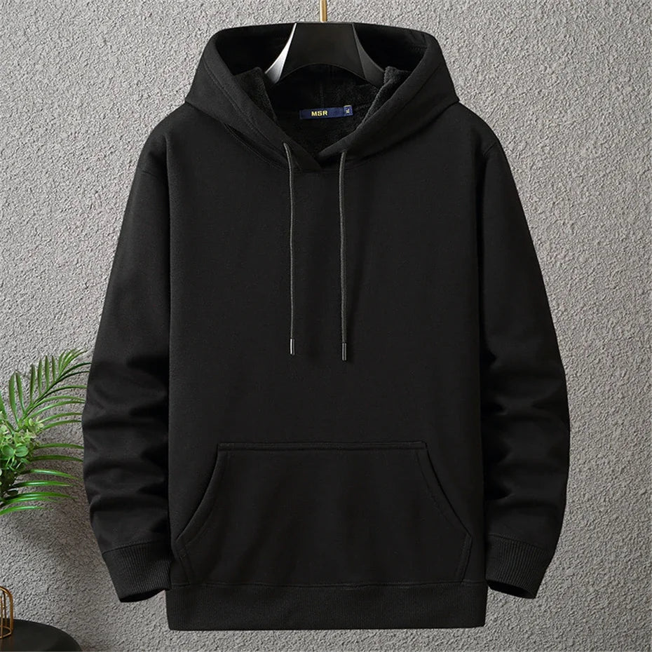 Large Size Men's Hoodie Jacket Hooded Long Sleeve Thick Warm Fleece Lined Sweatshirt Male Casual Winter 10XL 12XL Extra Big Plus.