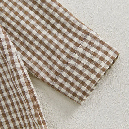 Kleinkind Niedlicher Gitter Revers Overall Kleinkind Dünner Stil Freizeit Einteiliger Baby Herbst Body