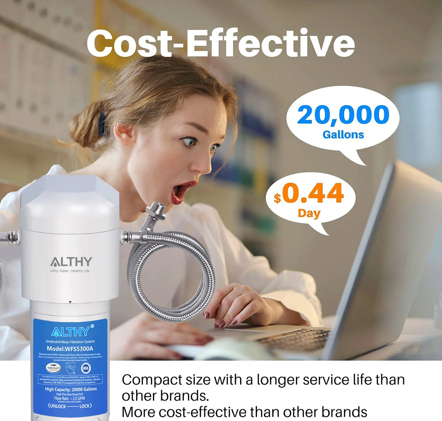 ALTHY Under Sink Drinking Water Filter Purifier -NSF/ANSI Certified Direct Connect Under Counter Drink Water Filtration System.