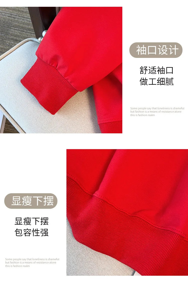 170kg plus size Damen büste Herbst lose Revers Langarm Sweatshirt schwarz rot 6xl 7xl 8xl 9xl 10xl 11xl.