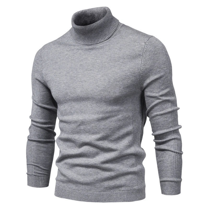 2021 New Winter Men Turtleneck Sweater Casual Solid Color Warm Pullover High Quality Slim High Neck Long Sleeve Sweater Men