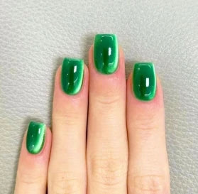 24Pcs/set Almond Press-On French Nail Tips Green Cat Eye False Nails Simple&Elegant Wearable Nail Art for Women&Girls Daily Wear