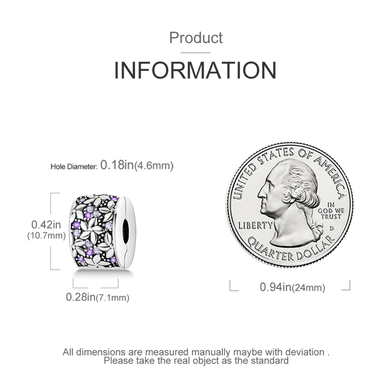 Silver Clasp 925 Sterling Silver CZ pave Clip Charms Daisy Beads Stopper Safety Chain fit Original Bangle Bracelet Jewelry Clip
