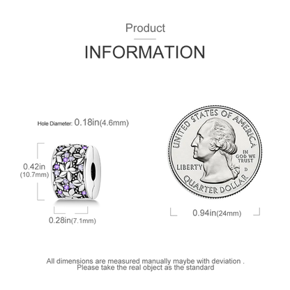 Silver Clasp 925 Sterling Silver CZ pave Clip Charms Daisy Beads Stopper Safety Chain fit Original Bangle Bracelet Jewelry Clip