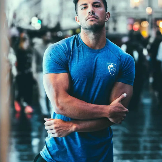 Men Tshirt Bodybuilding Tight Compression Quick-drying Muscle Shirt Fitness Workout Basketball Running Clothing Men T-shirt.