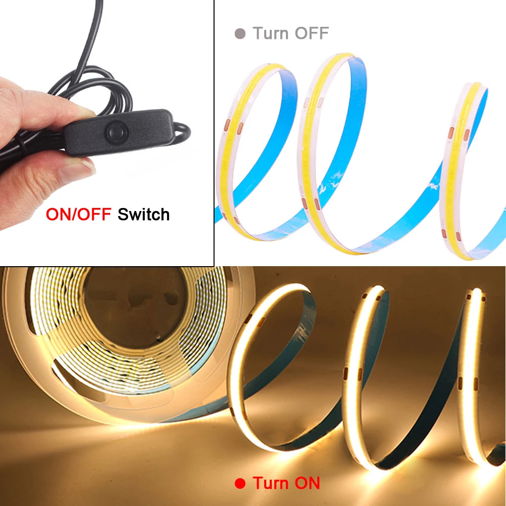 DC 5V LED COB Streifen Licht USB Hohe Dichte Linear Beleuchtung 320LED Flexible Band Lichter Warm Natürliche Weiß rot Blau Grün Dekor