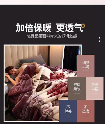 2025 new printed double-layer thickened Raschel  - et single double autumn and winter warm  - et cloud mink  - et.