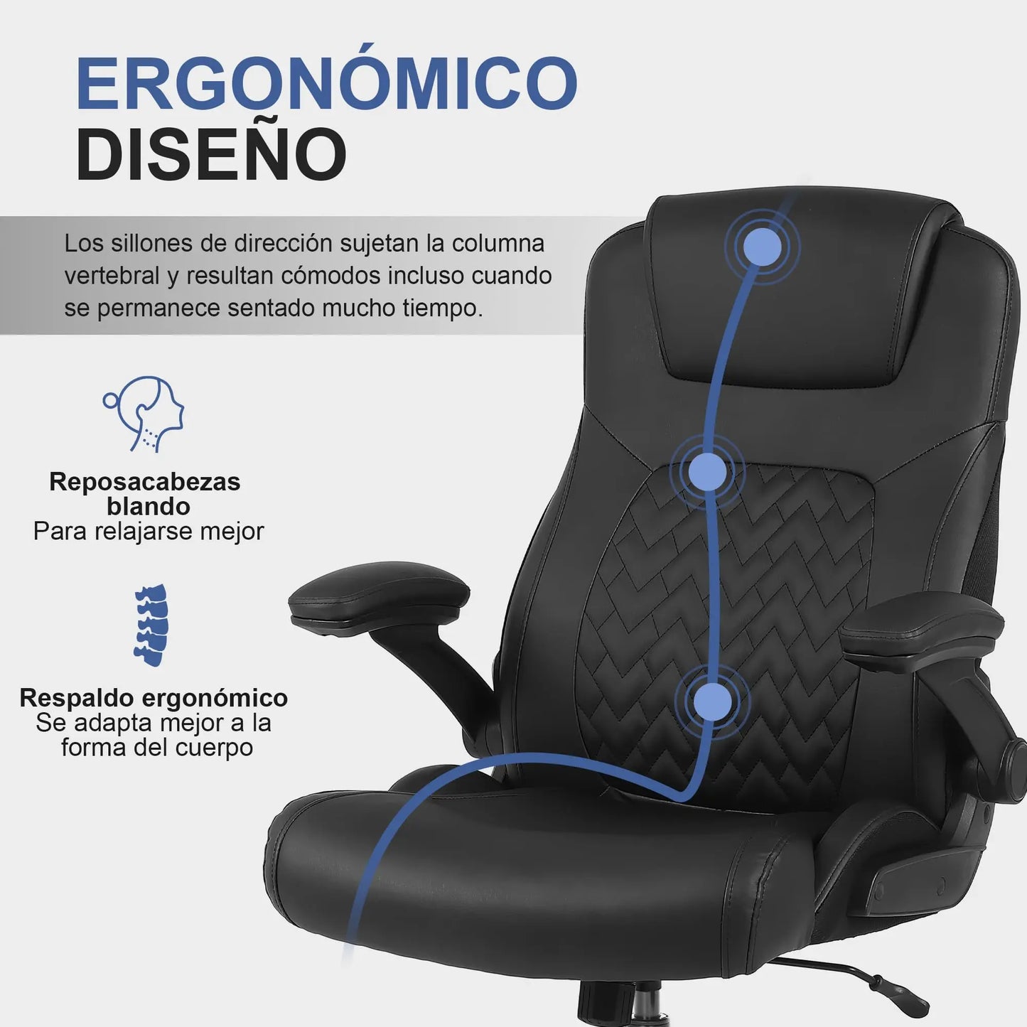 Ralex-Stuhl Ergonomischer Bürostuhl mit 200 kg Tragkraft, PU-Leder-Schreibtischstuhl mit Lordosenstütze und hochklappbaren Armlehnen,