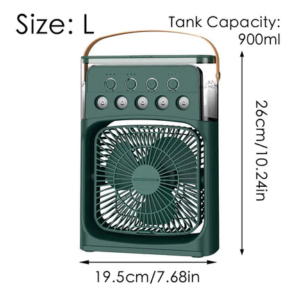 Portable Mini Fan 3 in 1 Cooler Home House LED USB Desk Bedroom Indoor Air Conditioner Humidifier Fans Summer Cool Living Room