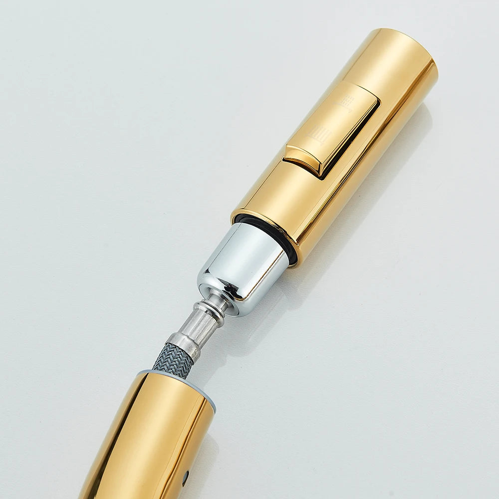 Pull Out Kitchen Faucet 2-Ways Stream/Shower Sprayer Head Deck Mounted Hot and Cold Water Mixers Single Handle Taps