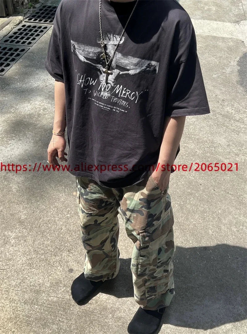 SAINT Vintage NIN Nine-inch Nail T-Shirts Best Quality Vintage Washed T Shirt Tee Tops