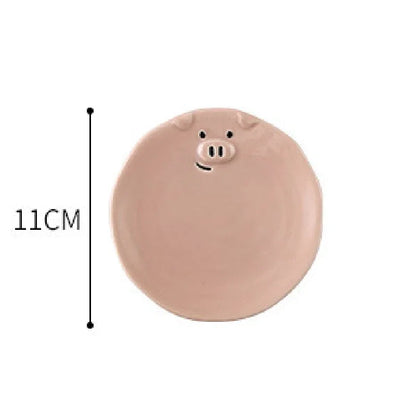 European Creative Cute Pink Pig Tableware Dishes Home Ceramic Plate Breakfast Nordic Wind Irregular Matte Plate Kitchen Utensils.