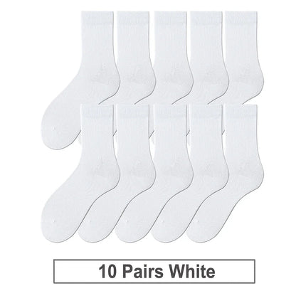 10 Pairs New Arrivals Men's Cotton Socks New Styles Black Business Men Socks Soft Breathable Autumn Spring for Male White.