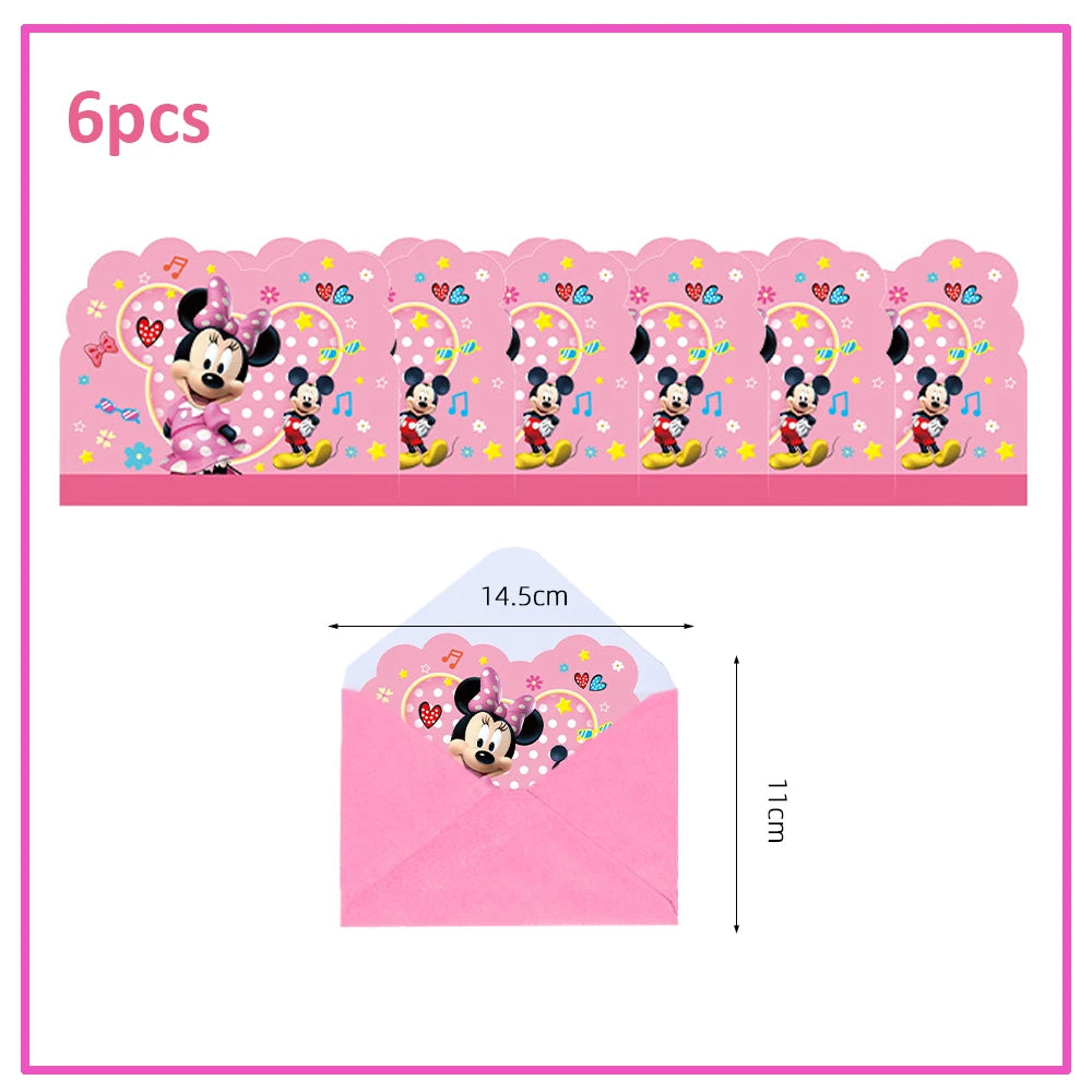 Disney Minnie Mouse Birthday Party Decoration Pink Minnie Paper Cups Plates Napkin Tablecloth Tableware Balloosn Baby Shower Kid