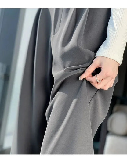 Elegante Breite Bein Hosen Frauen Koreanischen Stil Hohe Taille Schwarz Baggy Hosen Büro Damen Mode Lose Anzug Hosen Streetwear.