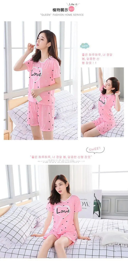Frauen Dünne Nette Nachtwäsche 2PCS Hemd Shorts Pyjamas Set Nachtwäsche Cartoon Intimate Dessous Pyjamas Weibliche Homewear Geschenk Tops.